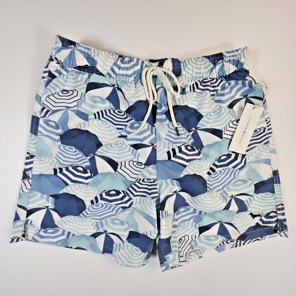 Strong Boalt Men's‎ Swim Trunks Shorts Medium Blue Umbrella  Polyester Preppy